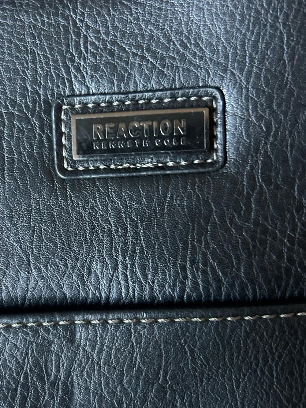 Kenneth Cole Reaction Black faux Leather Laptop Tote Bag